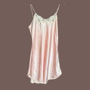 Farr West Mini Slip | Pink Satin Lace | Size M | Vintage